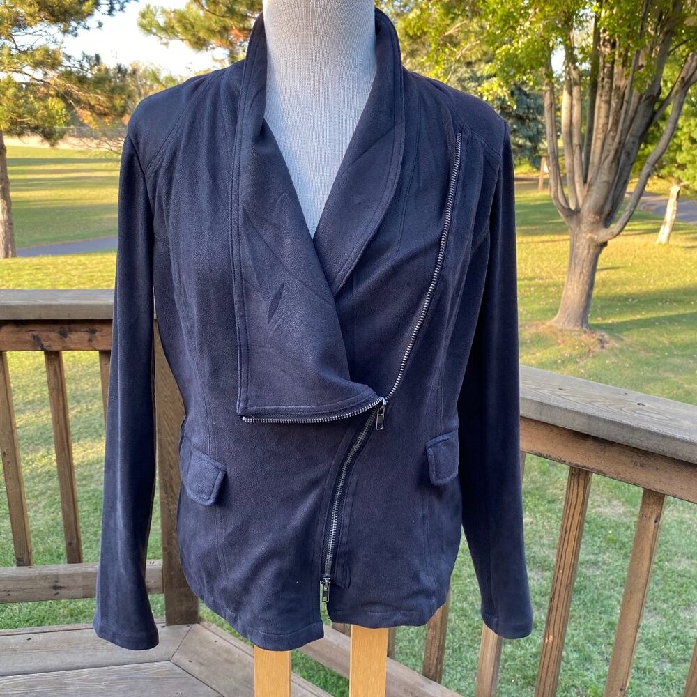Miilla Faux Suede Jacket Asymmetrical Zipper Women's Small Moto Black - Picture 12 of 12